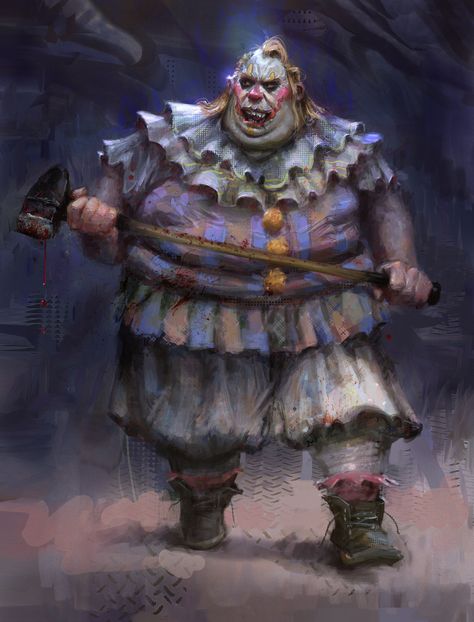 Scary Clown Character Design, Dnd Clown, Clown Character Design, Evil Carnival, Evil Circus, Goblin Dnd, Fantasy Circus, Marco Bucci, Clown Character