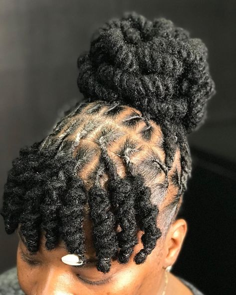 Image may contain: one or more people and closeup Women Loc Styles, Dread Styles For Men, Dread Ideas, Natural Hair Salon, Loc Updo, Military Loc Styles, Dread Styles, Natural Hair Salons, Dreads Girl