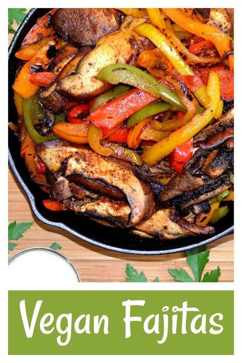 Vegan Fajitas made with portobello mushrooms, red onions, multi-colored peppers and my homemade fajita seasoning! Get the full recipe here ---> https://theveglife.com/vegan-fajitas/ #fajitas #veganfajitas Portobello Fajitas, Vegan Fajitas, Homemade Fajita Seasoning, Purple Onion, Fajita Seasoning, Eat Better, Kebabs, Vegetarian Meals, Meatless Meals