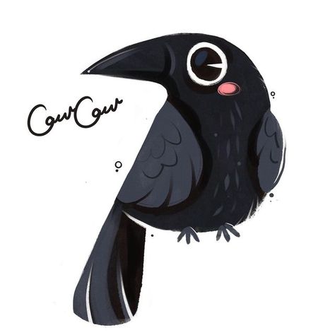 Raven Cute Art, Crow Character Design, Cute Crow Illustration, Cute Crow Art, Cute Raven Art, Crow Illustration Cute, Cute Raven Drawing, Chibi Crow, Cute Crow Drawing