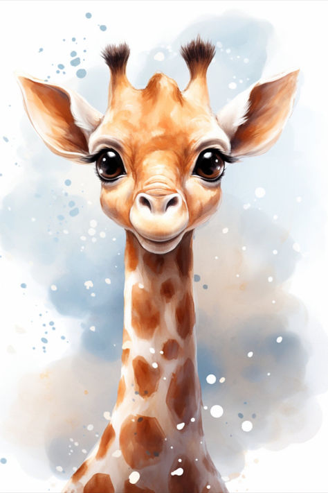 Introducing our adorable watercolor giraffe, a delightful addition to your child's room decor! This whimsical digital file captures the charm of childhood with its playful design and vibrant watercolor hues. Perfect for nurseries, playrooms, or bedrooms, this giraffe illustration adds a touch of sweetness and imagination to any space. Giraffe With Glasses, Picture Craft, Watercolor Giraffe, Shower Baskets, Colorful Animal Paintings, Animal Baby Room, Giraffe Pictures, Giraffe Illustration, Giraffe Decor