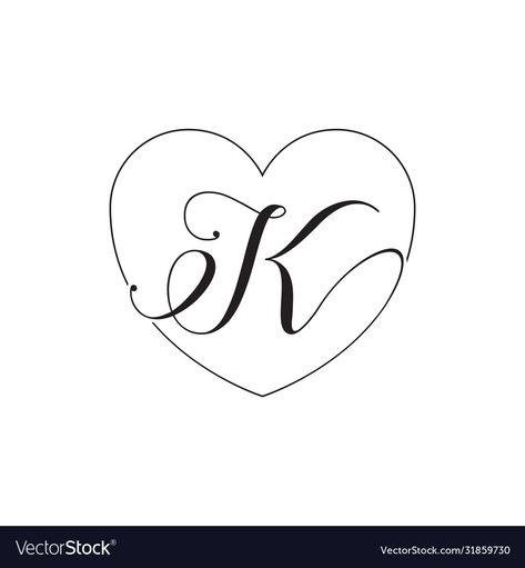 Calligraphy Heart Design, K Script, Heart Logo Design, K Heart, Calligraphy Heart, Cute Embroidery Patterns, Printable Alphabet Letters, R Wallpaper, Script Lettering