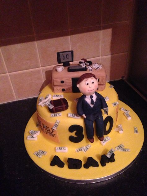 Business man and wolf of Wall Street cake Business Man Cake Ideas, Business Man Cake, Man Cake Ideas, Running Shoes Cake, Man And Wolf, Shoes Cake, Alphabet Cake, Cars Birthday Cake, Ideas Regalo