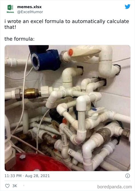 The Excel Humor Instagram Page Shares 35 Humorous And Relatable Posts Plumbing Quote, Plumbing Humor, Plumbing Problems, Data Services, Weird World, Microsoft Office, Happy People, Funny Laugh, Fun Projects