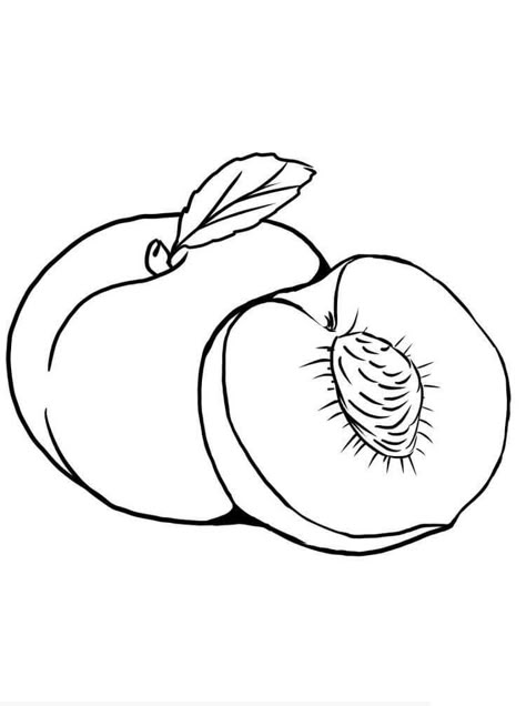 Peach Coloring Page, Farming Crafts, Fruit Coloring, Peach Pit, Fruit Coloring Pages, Fruits Drawing, Peach Fruit, Friendship Symbols, Embroidery Template