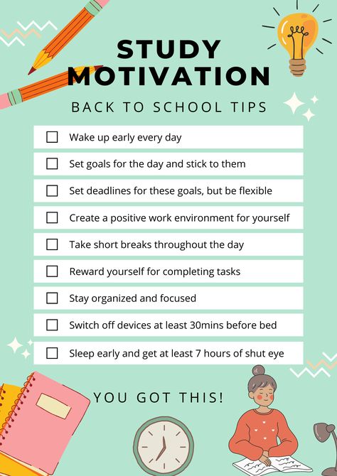 There are endless amounts of guides out there, but you have to drive discipline from within and make small changes every now and then. You will go a long way! I believe in you! #studymotivation #studytips #studentposter #motivationchecklist #tipsandtricks #workhard #studentlife #unilife #studying #studentadvice How To Get Motivated For School, How To Be A Good Student, Studying Timetable, Smart Study Tips, Study Motivation Tips, Middle School Advice, Stay Disciplined, School Discipline, Teacher Info