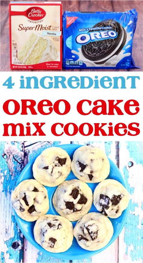 Oreo Cookie Recipe! (Only 4 Ingredients) - Never Ending Journeys Cookies Using Oreos, White Cake Mix Cookies, Oreo Dessert Easy, 4 Ingredient Cookies, Cake Mix Cookie, Vanilla Oreo, Oreo Cookie Recipes, Oreo Desserts, White Cookies