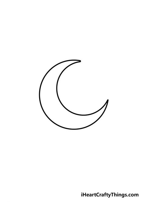 Moon Drawing - How To Draw A Moon Step By Step Moon Pictures Drawings, How To Draw A Crescent Moon, Moon Simple Drawing, Simple Moon Drawing, Moon Drawing Aesthetic, Simple Stencil Patterns, Moon Tattoo Drawing, Easy Moon Drawing, Moon Drawing Simple