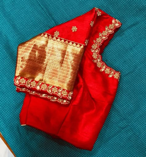 Red Blouse Simple Work Designs, Boluses Design Simple, Red And Gold Blouse Designs, Red Maggam Work Blouse Designs, Red Blouse Maggam Work Designs, Work Blouses Latest, Red Blouse Work Designs, Simple Maggam Work Blouses Latest, Simple Blouse Work Designs