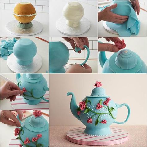 Torte Creative, Teapot Cake, Pot Cakes, Diy Edible, Bridal Tea Party, Torte Cupcake, Mothers Day Cake, Bridal Tea, Tea Party Birthday