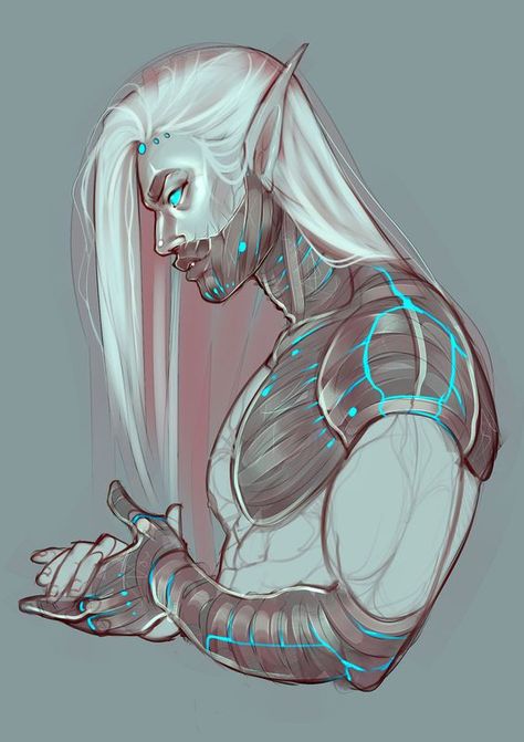 Scifi Character Design, Sci Fi Character Design, Elf Characters, Npc Ideas, Cyborgs Art, Male Pose, Alien Character, Elf Art, Alien Concept