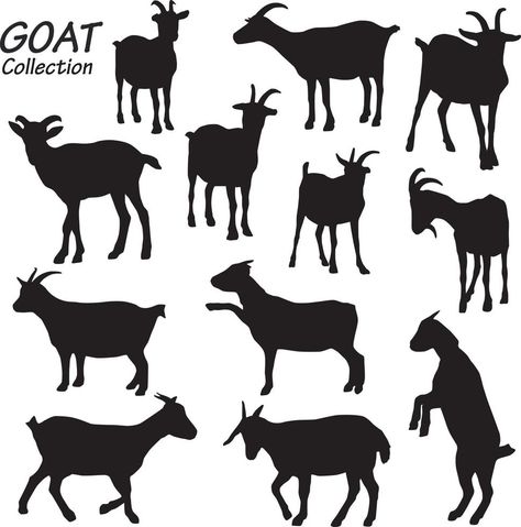 goat silhouettes set Goat Silhouette, Goat Graphic, Visuell Identitet, Vector Typography, Wine Label, Premium Vector, Goats, Graphic Resources, Vector Free