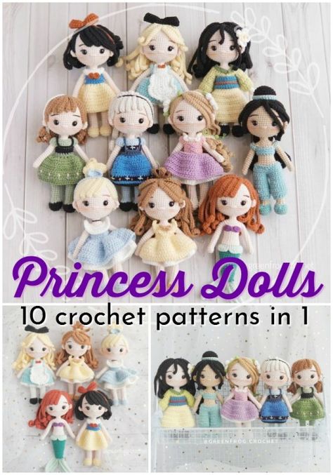 Disney Crochet, Crocheted Amigurumi, Disney Crochet Patterns, Crochet Princess, Dolls Crochet, Doll Patterns Free, Disney Princess Dolls, Confection Au Crochet, Crochet Disney