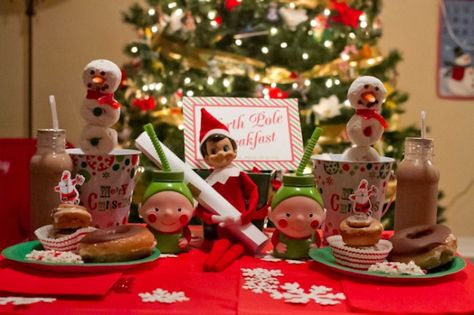 Elf On The Shelves, North Pole Breakfast, Elf Mischief, Elf Christmas Decorations, Elf Of The Shelf, Christmas Elf Ideas, Elf Shelf, Christmas Elf On The Shelf, Awesome Elf On The Shelf Ideas