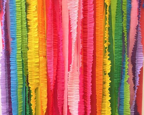 Rainbow Ruffled Streamer Backdrop - Photography Wedding Ceremony Dessert Table - Crepe Paper Curtain - Party Decorations Supplies Streamer Curtain, Streamer Backdrop, Crepe Paper Streamers, Mexican Birthday, Ladies Luncheon, Fiesta Theme Party, Paper Streamers, Fiesta Theme, Mermaid Theme Party