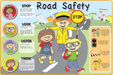 School Safety Posters For Kids, Road Safety Poster Creative Drawing, Safety On The Road For Kids, Traffic Rules For Kids, Road Safety Awareness Poster, Safety Road Poster, Poster Making On Road Safety, Road Safety Tips, Road Safety Poster