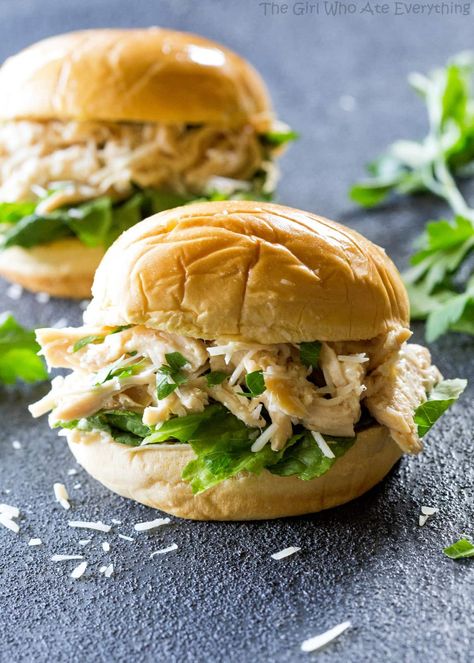 Slow Cooker Chicken Caesar Sandwiches - a tried and true favorite! the-girl-who-ate-everything.com Slow Cooker Chicken Caesar Sandwiches, Crockpot Chicken Sandwiches, Chicken Caesar Sandwich, Commander Cody, Caesar Chicken, The Girl Who Ate Everything, Chicken Caesar, Chicken Sandwiches, Star Wars The Clone Wars