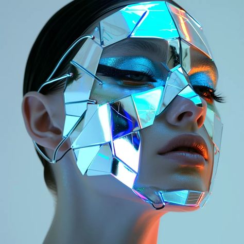 Futuristic Fashion Moodboard, Futuristic Costume Ideas, Alien Fashion Futuristic, Space Fashion Futuristic, Futuristic Makeup Looks, Futuristic Fashion Aesthetic, Masquerade Attire, Robot Makeup, Futuristic Photoshoot