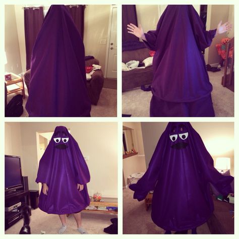 Joe's homemade Grimace Halloween costume 2013 Diy Grimace Costume, Grimace Costume Diy, Grimace Outfit, Grimace Halloween Costume, Meme Costumes Diy, Duolingo Costume, Grimace Costume, Quick Halloween Costumes Last Minute, Quick Halloween Costumes Last Minute Men