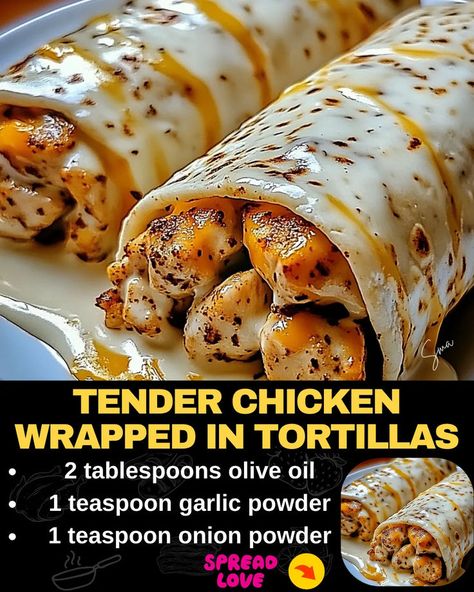 Tender Chicken Wrapped in Tortillas Chicken Tortilla Recipe, Chicken Tortilla Wraps, Blended Coffee Recipes, Beef Tips And Noodles, Burrito Recipe Chicken, Soft Tortillas, Creamy Cheese Sauce, Mexican Casserole Recipe, Low Fat Low Carb