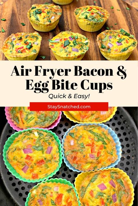 Air Fryer Recipes Eggs, Quick And Easy Healthy Breakfast, Starbucks Egg Bites Recipe, Egg Cups Recipe, Air Fryer Bacon, Fried Recipes, Air Fryer Recipes Breakfast, Cook Eggs, Starbucks Egg Bites