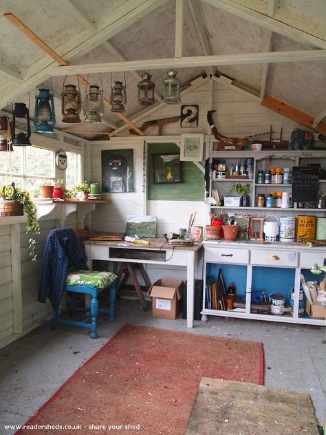 Robs Studio., Workshop/Studio shed from Dartmoor | Readersheds.co.uk Garage Art Studio, Home Art Studios, Prefab Sheds, Craft Studios, Art Shed, Shed Interior, Craft Shed, Studio Shed, Art Studio Space