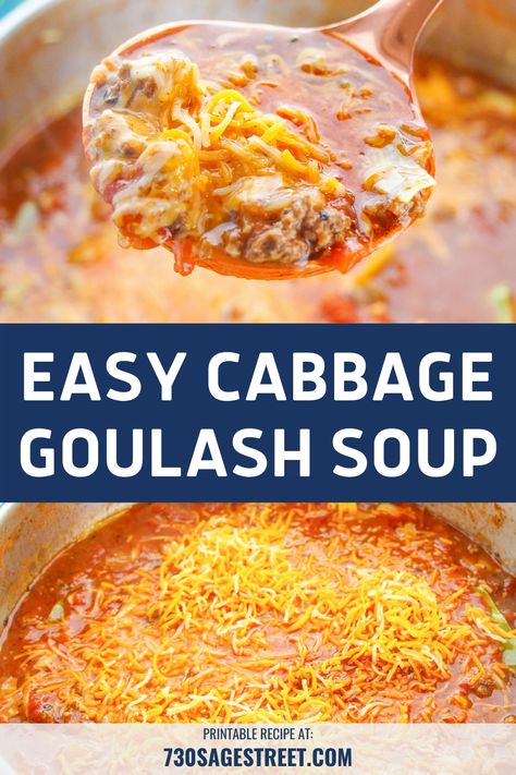 Cabbage Goulash, Goulash Soup, American Goulash, Ground Beef And Cabbage, Goulash Recipe, Beef Goulash, Adobo Seasoning, Goulash Recipes, Easy Chili