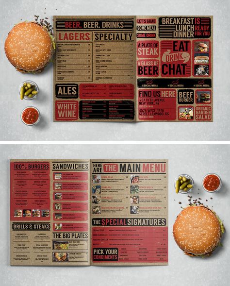 Rustic Cardboard Menu Template PSD - Download Menu Design Layout, Cafe And Restaurant, Food Menu Template, Menu Design Template, Home Decor Crate, Restaurant Menu Design, Menu Ideas, Captain Hook, Menu Template