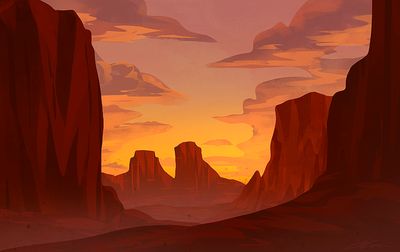 Alexandra Kern Art - Home Illustrator Landscape Vector, Sci Fi Wallpaper, Landscape Concept, Desert Art, Desert Painting, Paper Artwork, Matte Painting, Red Walls, Landscape Illustration