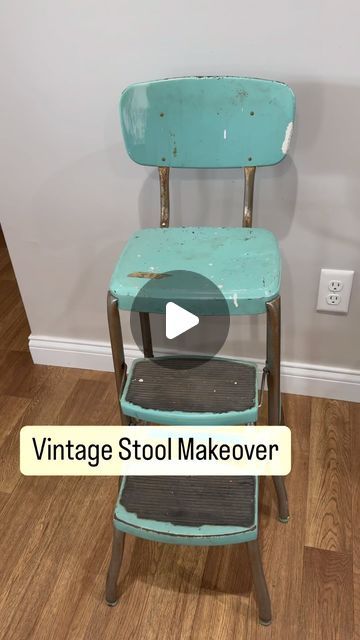 Kelsey on Instagram: "First DIY project of 2024

Vintage Stool Makeover 🤩

#vintagestool #diy #diyproject #howto #tutorial #paintingmetal #reviving #vintageproject #stoolproject" Vintage Step Stool, Stool Makeover, Diy Stool, Stool Covers, Metal Stool, Vintage Stool, Metallic Paint, Step Stool, Vintage Metal