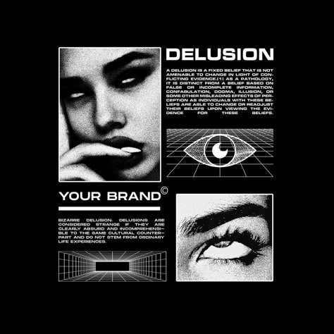 DELUSION DESIGN FOR EDGY STREETWEAR on Behance 2023 Streetwear, Trending 2023, Edgy Streetwear, Desain Quilling, Graphic Design Collection, 타이포그래피 포스터 디자인, Shirt Logo Design, Tshirt Printing, New Retro Wave