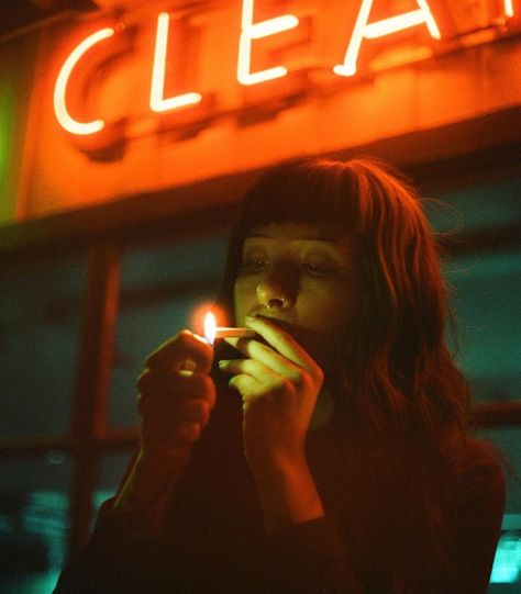 Cinematic Photoshoot, Night Time Flash Photography, Orange Lighting Portrait, Nighttime Flash Photography, Cine Still 800t, Cinestill 800t Portrait, Neon Film Photography, Night Photography Portrait, Smudged Makeup