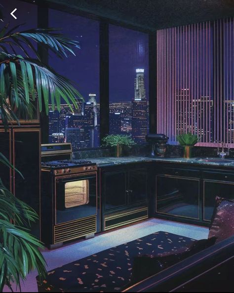 Liminal Vaporwave, 80s Penthouse, 80s Apartment, Fancy Interior, 80's Aesthetic, Places Aesthetic, 80s Interior Design, 80s House, 80s Interior