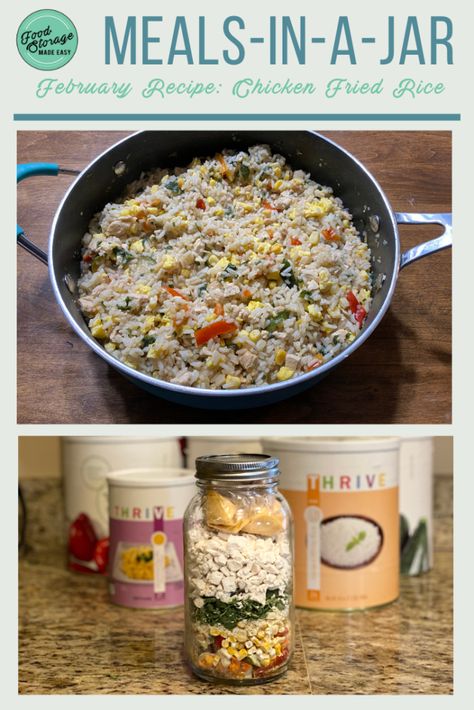 Chicken Fried Rice Meal-in-a-Jar Recipe - Your Thrive Life with Jodi Weiss Bag Meals, Canning Meals, Dehydrated Recipes, Thrive Life Recipes, Dehydrated Meals, February Recipes, Pantry Meals, Thrive Recipes, Homemade Dry Mixes