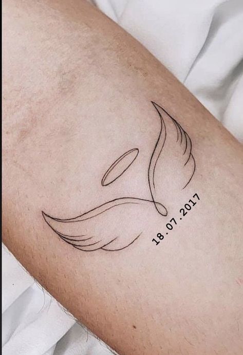 Tattoo In Memory Of Grandparents, Wrist Tattoos For Lost Loved Ones, Still Born Baby Tattoos, I Was His Angel Now Hes Mine Tattoo, Losing A Loved One Tattoo, Tattoo Ideas Mama, Mawmaw Tattoo, Small Angel Tattoos For Women, Tattoo For Father Who Passed