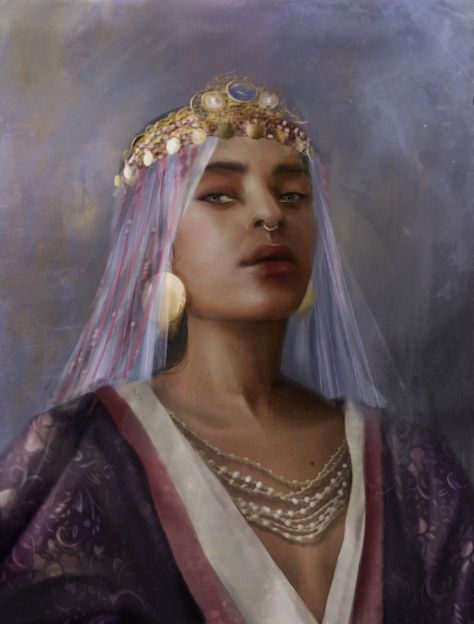 The Amethyst Empress was the legendary eight ruler of the mythic Great Empire of the Dawn and one of its last monarchs. She succeeded her father, the Opal Emperor but was cast down and slain by her envious younger brother, who crowned himself the Bloodstone Emperor. According to the annals of the Further East, it was the Blood Betrayal, as his usurpation was named, that ushered in the Long Night.[1] Warrior Angel, Asoiaf Art, Game Of Thrones Art, Image Painting, A Song Of Ice And Fire, Artist Websites, Character Portraits, Female Art, Painting & Drawing