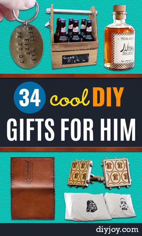 DIY Gifts for Him - Homemade Gift Ideas for Guys - DYI Christmas Gift for Dad, Boyfriend, Husband Brother - Easy and Cheap Handmade Presents Birthday https://diyjoy.com/diy-gifts-for-him Diy Men’s Gifts, Homemade Gifts For Brother, Diy Gift For Brother, Handmade Gifts For Brother, Diy Gift For Husband, Diy Gifts For Brother, Ldr Gifts For Him, Diy Gift For Him, Dyi Christmas Gifts