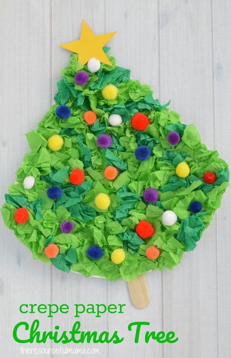 This Crepe Paper Christmas Tree Craft uses paper plates, crepe paper, and pompoms to create a fun and festive Christmas kid craft. #kidsactivities #ChristmasTree #christmas Crepe Paper Christmas Tree, Crepe Paper Christmas, Paper Christmas Tree Craft, Christmas Tree Craft, Cartoon Christmas Tree, Christmas Trees For Kids, Ideas Navideñas, Australian Christmas, Farmhouse Christmas Tree