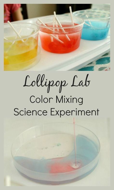 Lollipop Lab~Color Mixing Science Experiment for Kids - Fantastic Fun and Learning Pre-k Science, Science Experiment For Kids, Experiment For Kids, Kid Experiments, Color Study, Science Activities For Kids, Stem For Kids, Science Ideas, Kindergarten Science