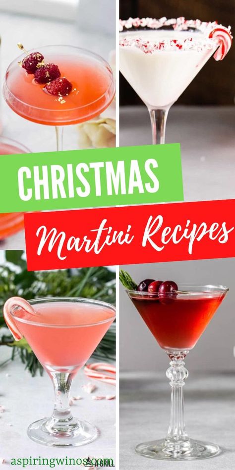 Christmas Cocktails Martini, Merry Berry Martini, Holiday Dessert Martinis, Holiday Martini Recipes Christmas, Holiday Cosmopolitan Drink, Martini Pitcher Recipes, After Dinner Martini, Christmas Themed Martinis, Santa Clausmopolitan Recipe