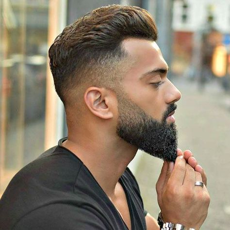 Dapper Haircuts - High Fade with Brush Back and Beard Dapper Haircut, Faded Beard Styles, Man With A Beard, Beard Haircut, Best Beard Styles, Beard Fade, Beard Hairstyle, Mens Fade, Awesome Beards