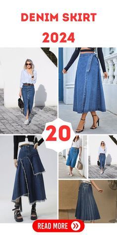 Chic Denim Skirt Outfit, Long Denim Skirt Outfit Street Styles, Denim Skirt Outfit Winter, Long Denim Skirt Outfits, Skirt Outfits For Women, Denim Skirt Outfit Fall, Denim Skirt Outfit Ideas, Denim Skirt Outfit Summer, Long Denim Skirt Outfit