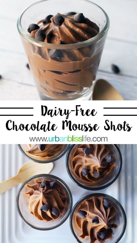 Mousse Shots, Dairy Free Deserts, Non Dairy Desserts, Choc Mousse, Dairy Free Recipes Dessert, Vegan Chocolate Mousse, Lactose Free Recipes, Dairy Desserts, Dairy Free Chocolate Chips