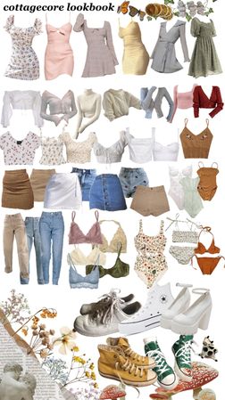 Casual Cottagecore Outfits, Cottagecore Outfit Ideas, Moodboard Blue, Aesthetic Name, Basic Capsule Wardrobe, Cottage Core Outfit, Cottage Core Fashion, Wardrobe Clothing, Cottagecore Outfit