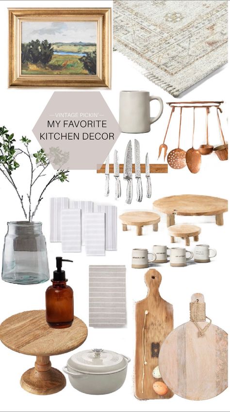 There's a Quote that states " Not All Who Wander to the Fridge at Midnight are Lost" and I couldn't agree more... if you have some of these items you probably go to GAWK at your Kitchen Decor at Midnight and make the "midnight snack" excuse too! It's totally OKAY, you are not alone!! All jokes aside, these are some of my favorite Kitchen Decor items and the best thing about some of them are that they can be used for things too!! I love items that have a practical use along with being beautiful E Homestead Kitchen Decor, Cottage Kitchen Utensils, Cottage Core Kitchen Utensils, Kitchen From It’s Complicated, Mudpie Kitchen Decor, Kitchen Countertop Decor, Countertop Decor, Minimal Interior Design, Neutral Kitchen