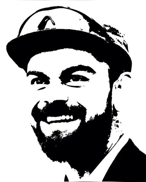 Virat Kohli Stencil Art, Virat Kohli Black And White, Virat Kohli Drawing Easy, Stencil Art Of Actors, Virat Kohli Painting, Virat Kohli Art, Virat Kohli Sketch, Virat Kohli Drawing, 4k Portrait Wallpaper