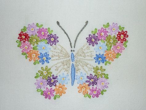 Decorative stitching | Easy Craft Ideas Butterfly Ideas, Embroidery Butterfly, Ideas Embroidery, Embroidered Butterfly, Pola Sulam, Butterfly Embroidery, Decorative Stitching, 자수 디자인, Silk Ribbon Embroidery