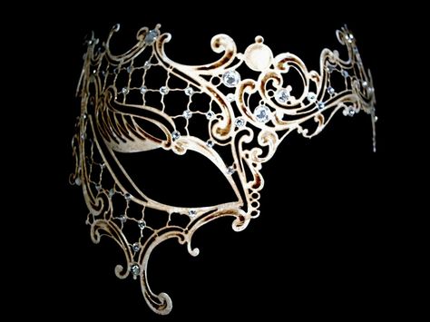 Simply Masquerade: New Occhialino Venetian Filigree Masquerade Mask -... Mardi Gras Masquerade Party, Phantom Masquerade, Mardi Gras Masquerade, Venetian Masquerade Masks, Mask Aesthetic, Metal Mask, Yearbook Design, Masked Ball, Venetian Masquerade