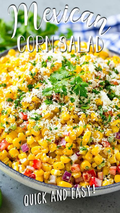 Mexican Corn Salad Recipe, Cold Corn Salad, Corn Salad Recipe Easy, Easy Corn Salad, Roasted Corn Salad, Corn Recipes Side Dishes, Corn Salad Recipe, Mexican Corn Salad, Fresh Corn Salad