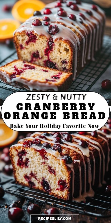 I can’t get enough of this deliciously moist Cranberry Orange Bread! The combination of zesty oranges and tart cranberries creates a perfect balance, and the nutty flavor adds a delightful crunch. Drizzled with a sweet glaze, this bread is not only a treat for the taste buds but also a beautiful addition to any holiday table. Bake this easy recipe and share the joy with your loved ones! Cranberry Orange Nut Bread Recipe, Cranberry Cinnamon Roll Monkey Bread, Cranberry Orange Bread With Simple Glaze, Cranberry Bread With Fresh Cranberries, Cranberry Loaf Recipe, Moist Cranberry Orange Bread, Cranberry Orange Bread Recipe, Cranberry Crunch, Cranberry Quick Bread